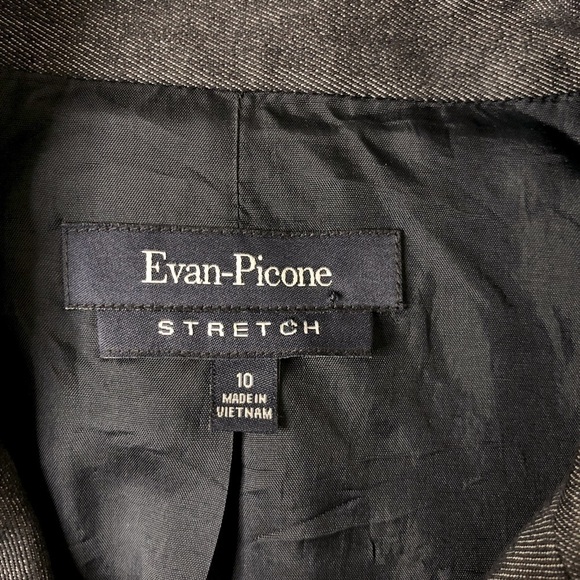 New EVAN PICONE Stretch Short Dark Blue Cotton Denim Button Front Blazer Size 10 - Picture 3 of 4